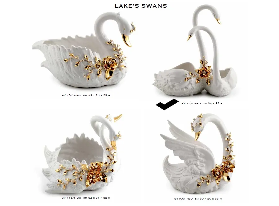picture 1 Ceramic swans with gold decorations - Bruno Costenaro