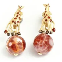 Picture 18 KT gold plated silver earrings Yellow zircons Enamel Fire agate stones