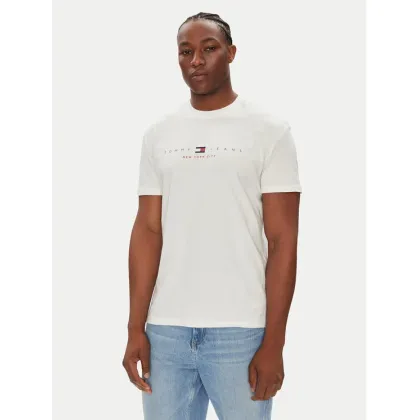 Zdjęcie Tommy Jeans T-Shirt Flag Linear DM0DM21911 Biały Regular Fit