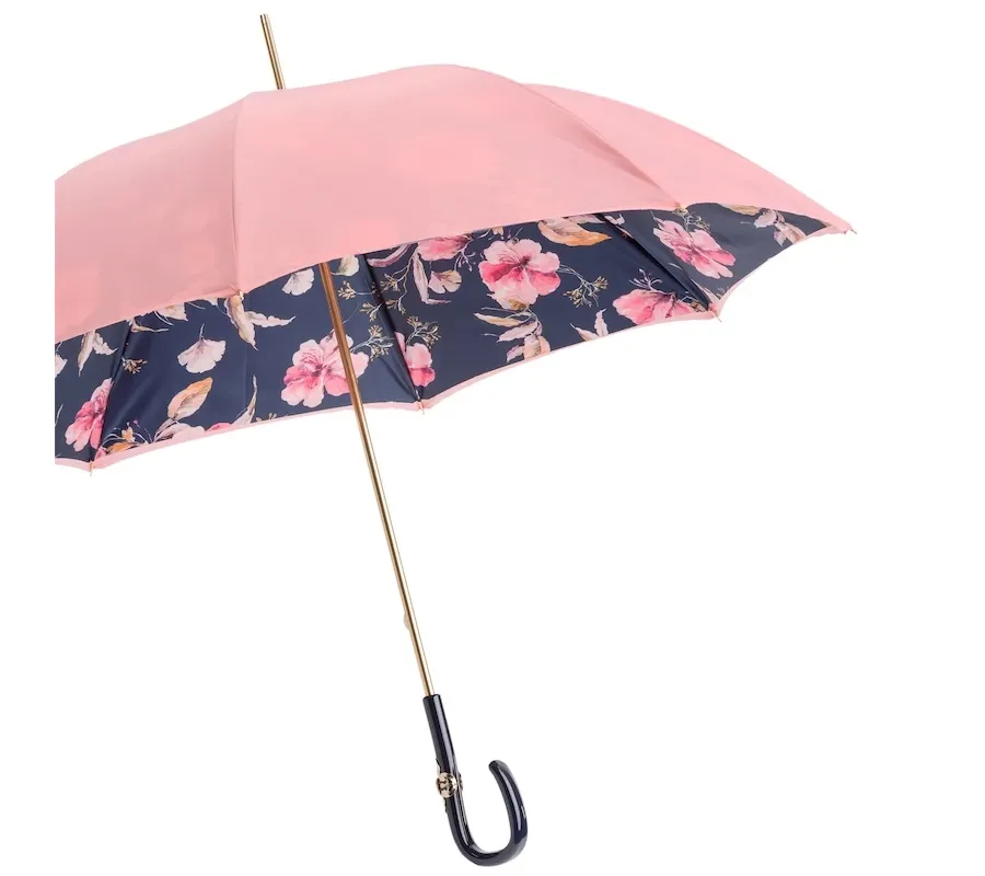 obrazek 7 Piękny parasol damski w kolorze różowym z motywem kwiatów - Pasotti