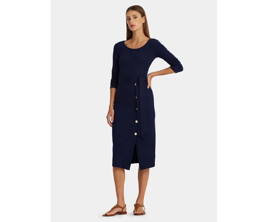 obrazek 1 Lauren Ralph Lauren Sukienka dzianinowa 250889290003 Granatowy Slim Fit LAUREN RALPH LAUREN
