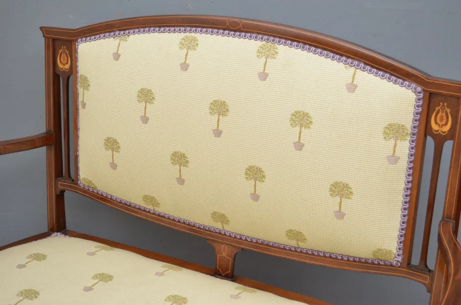 obrazek 6 Stylowa mahoniowa sofa w stylu secesyjnym z łukowatym oparciem - antyk