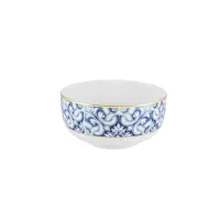 Picture Luxurious small Transatlântica porcelain pasta bowl with complex floral ornament and gold rim - 6 pieces - Vista Alegre