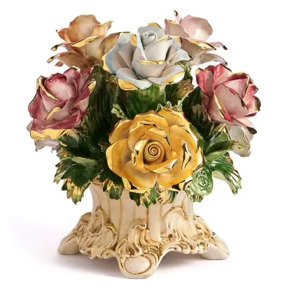 Picture Handmade ceramic decoration with multi-colored roses