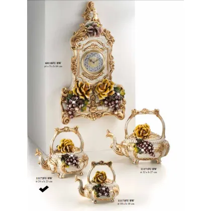 Picture Tea pot with handle with roses and medium grapes Swarovski 23cm - Valle d'oro Patchi