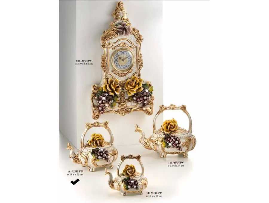 obrazek 1 Dzbanek do herbaty z rączką z różami i średnimi winogronami Swarovski 23cm - Valle d'oro Patchi