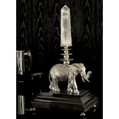 Picture Elegant silver-plated brass elephant sculpture with crystal rock point