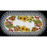 Picture A unique tabletop made of volcanic lava for the garden, decorated with a fruity, floral motif - Ceramiche Valchida
