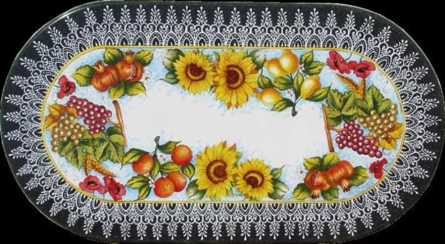 obrazek 1 Unikalny blat z lawy wulkanicznej do ogrodu zdobiony owocowo kwiatowym motywem - Ceramiche Valchida