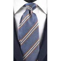 Picture A standard regimental tie with brown and white stripes