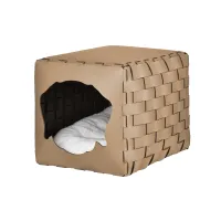 Zdjęcie Piękny domek dla psa 35x40x35 cm ze skóry w kolorze cappuccino