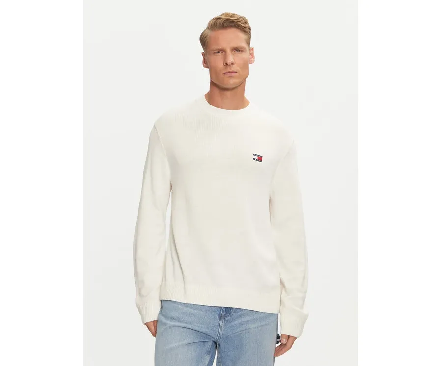 obrazek 1 Tommy Jeans Sweter Badge DM0DM20706 Biały Regular Fit