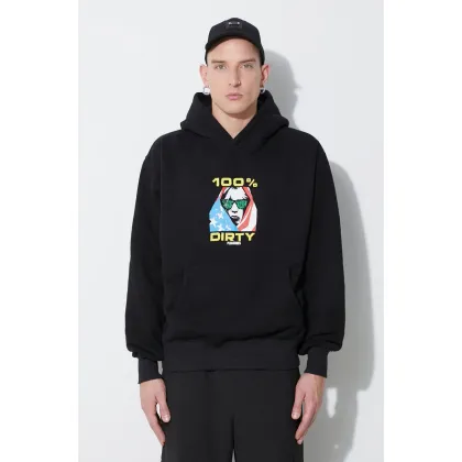 Zdjęcie PLEASURES bluza Dirty Hoodie męska kolor czarny z kapturem z aplikacją P23SY001