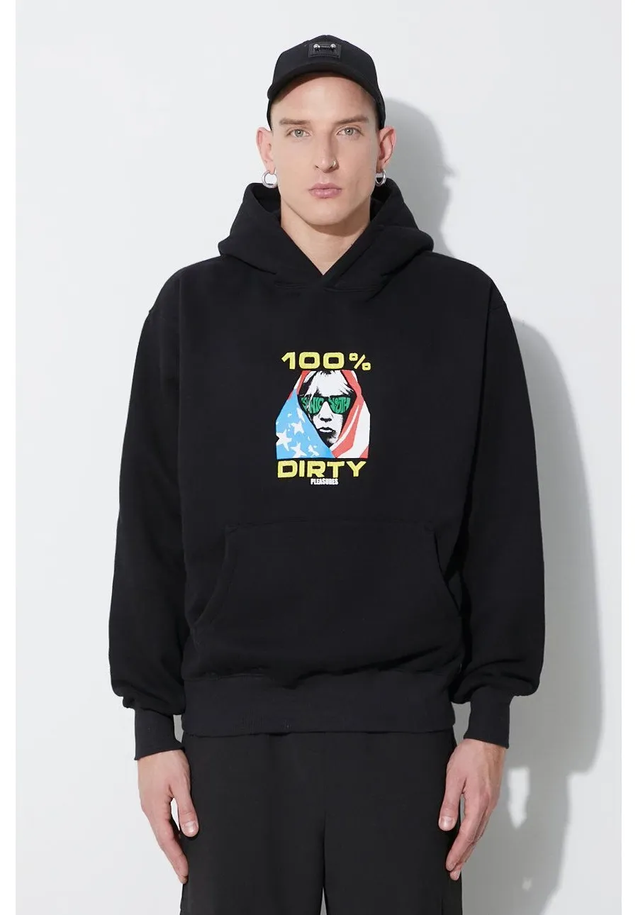 obrazek 1 PLEASURES bluza Dirty Hoodie męska kolor czarny z kapturem z aplikacją P23SY001