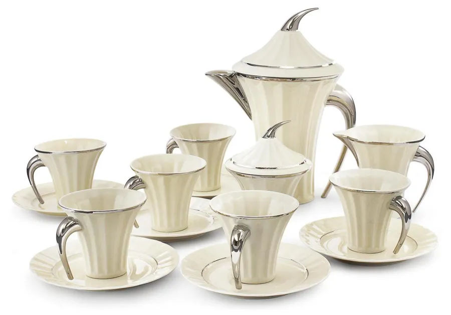 obrazek 1 15-częściowy porcelanowy komplet do herbaty w stylu egipskim – Rudolf Kampf