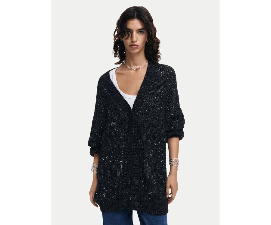 obrazek 1 Desigual Kardigan Fredericton 24WWJF22 Czarny Relaxed Fit