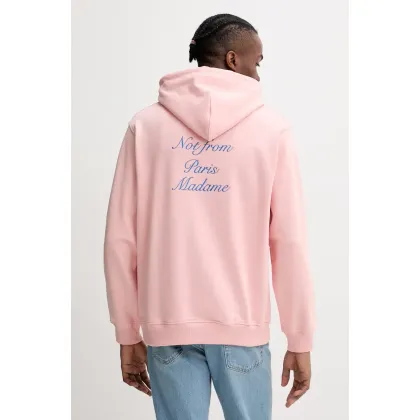 Zdjęcie Drôle de Monsieur bluza bawełniana Le Hoodie Slogan Cursive męska kolor różowy z kapturem z aplikacją G-HO168-CO127-LPI