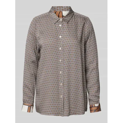 Zdjęcie Bluzka o kroju regular fit z wykładanym kołnierzem i listwą guzikową