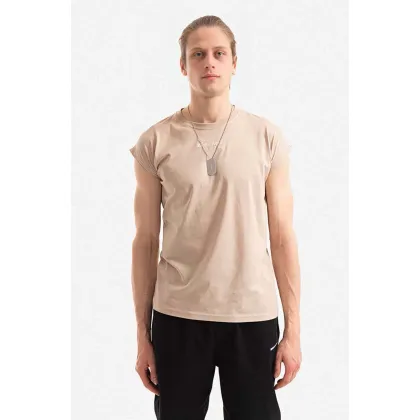Zdjęcie Alpha Industries t-shirt bawełniany Organics EMB kolor beżowy z nadrukiem 118531.627-KREMOWY
