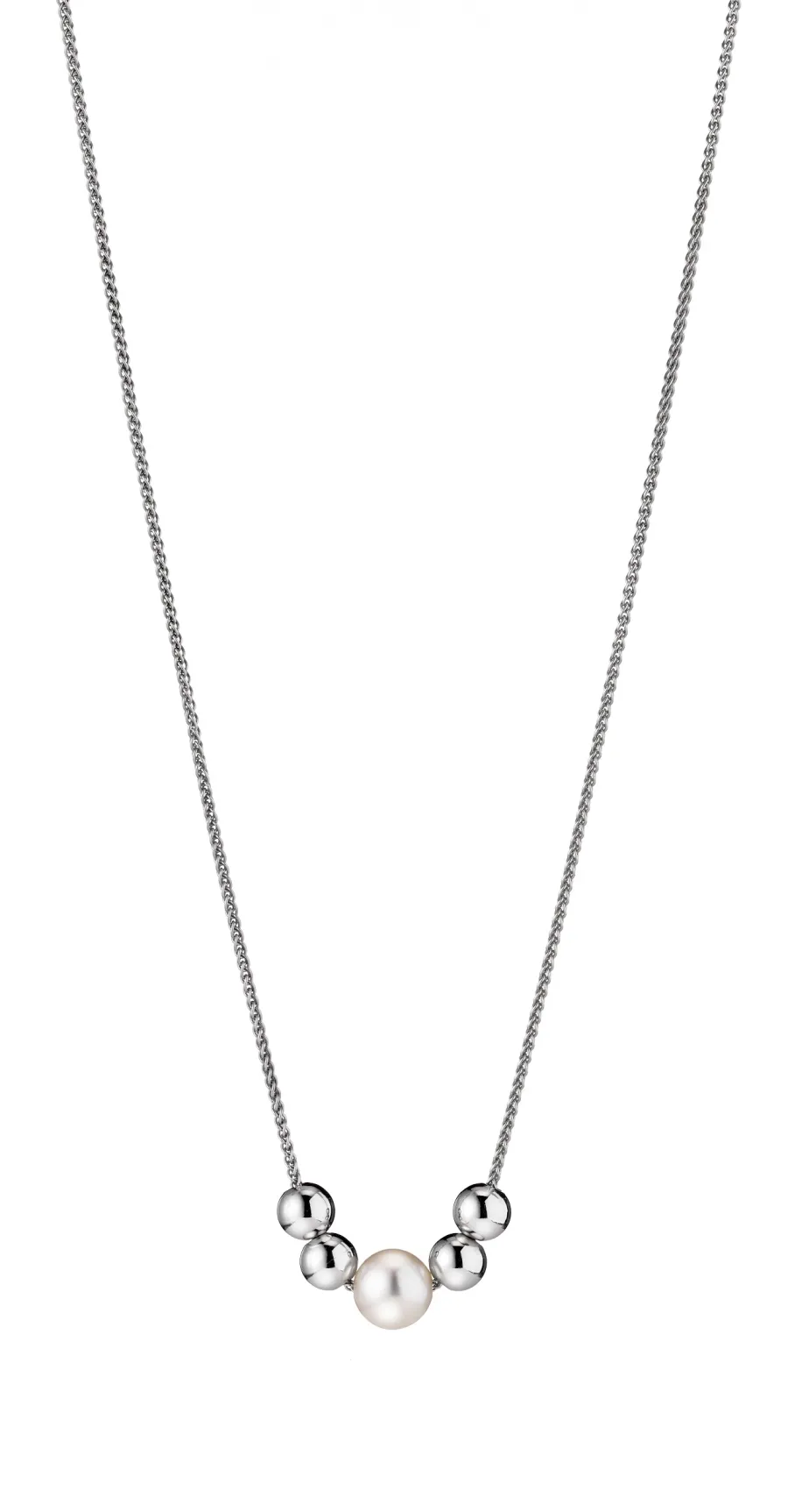 obrazek 1 Klasyczny naszyjnik z białą perłą słodkowodną wykonany z 925/ srebra