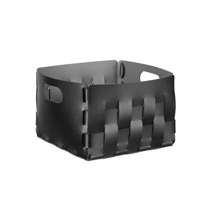 Zdjęcie Kosz Bottega 25x25xH20 cm wykonany z czarnej naturalnej skóry