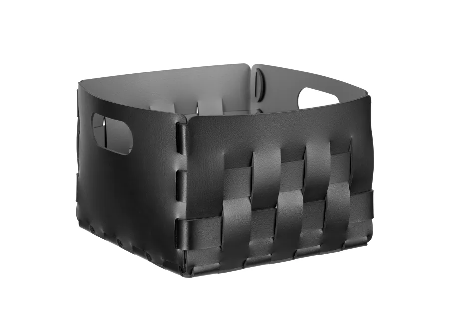 obrazek 1 Kosz Bottega 25x25xH20 cm wykonany z czarnej naturalnej skóry