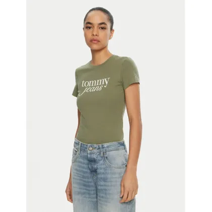 Zdjęcie Tommy Jeans T-Shirt Essential DW0DW19447 Zielony Slim Fit