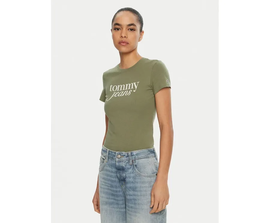 obrazek 1 Tommy Jeans T-Shirt Essential DW0DW19447 Zielony Slim Fit