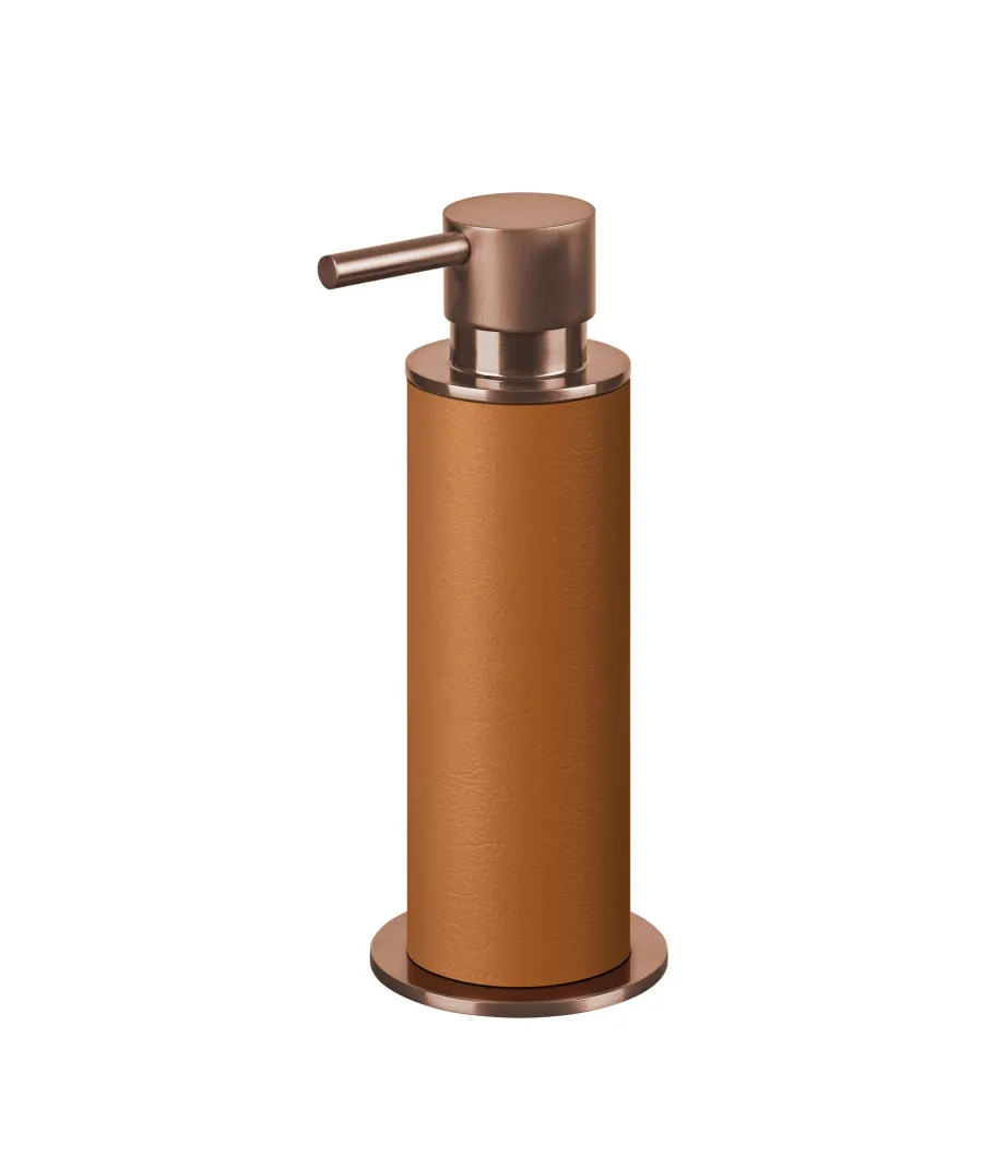 obrazek 1 Miedziowany dozownik do łazienki Ø7xH19 cm w kolorze koniakowym