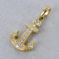 Zdjęcie Piękna włoska zawieszka kotwica z żółtego złota i cyrkonii