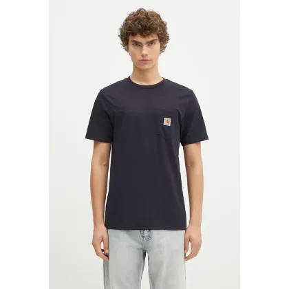 Zdjęcie Carhartt WIP t-shirt bawełniany S/S Pocket T-Shirt kolor granatowy gładki I030434.DARK.NAVY-DARK.NAVY