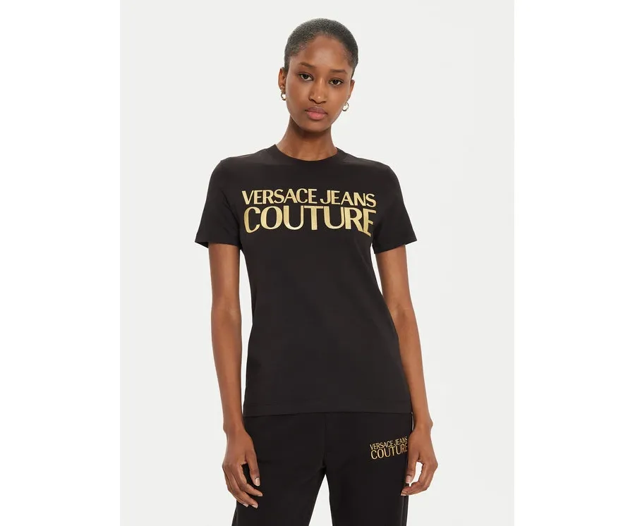 obrazek 1 Versace Jeans Couture T-Shirt 77HAHT01 Czarny Regular Fit