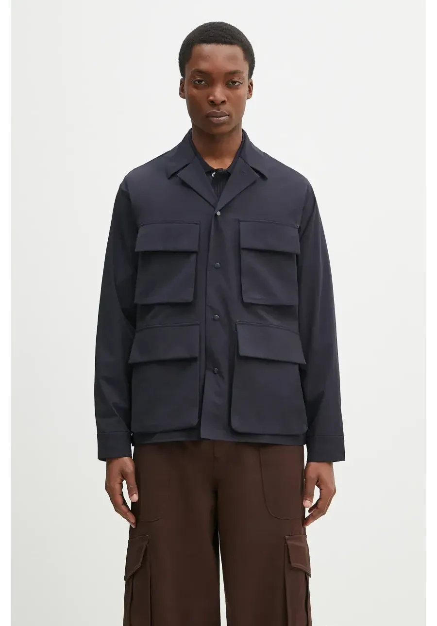 obrazek 1 Norse Projects koszula Mads Travel Light Overshirt męski kolor granatowy relaxed z kołnierzykiem klasycznym N50.0269.7004