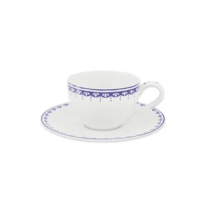 Zdjęcie Ekskluzywna filiżanka ze spodkiem z porcelany zdobiona niebieskim ornamentem – wariant 2 - Leander