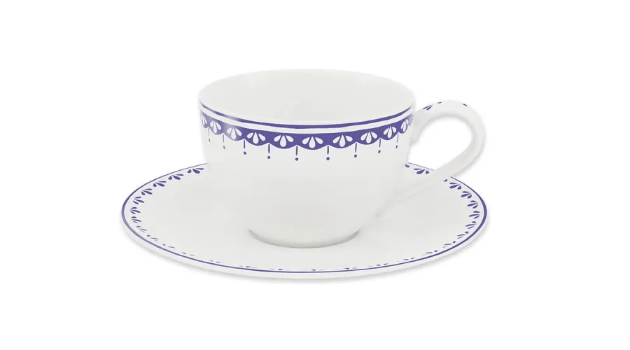 obrazek 1 Ekskluzywna filiżanka ze spodkiem z porcelany zdobiona niebieskim ornamentem – wariant 2 - Leander