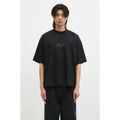 Zdjęcie VETEMENTS t-shirt bawełniany Oval Logo Cropped Boxy kolor czarny z nadrukiem UA66TR600BB
