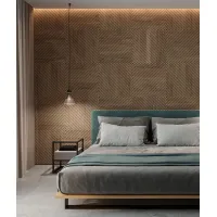 Zdjęcie 60x60x1,1 cm LD (Skos) panel frezowany MDF fornir dębowy - ozdobna dekoracja ścienna 3D