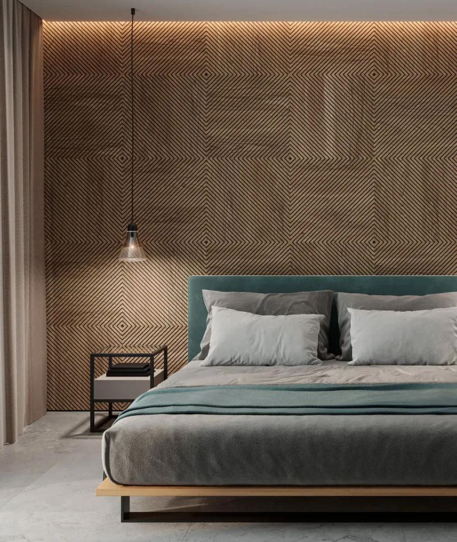 obrazek 1 60x60x1,1 cm LD (Skos) panel frezowany MDF fornir dębowy - ozdobna dekoracja ścienna 3D
