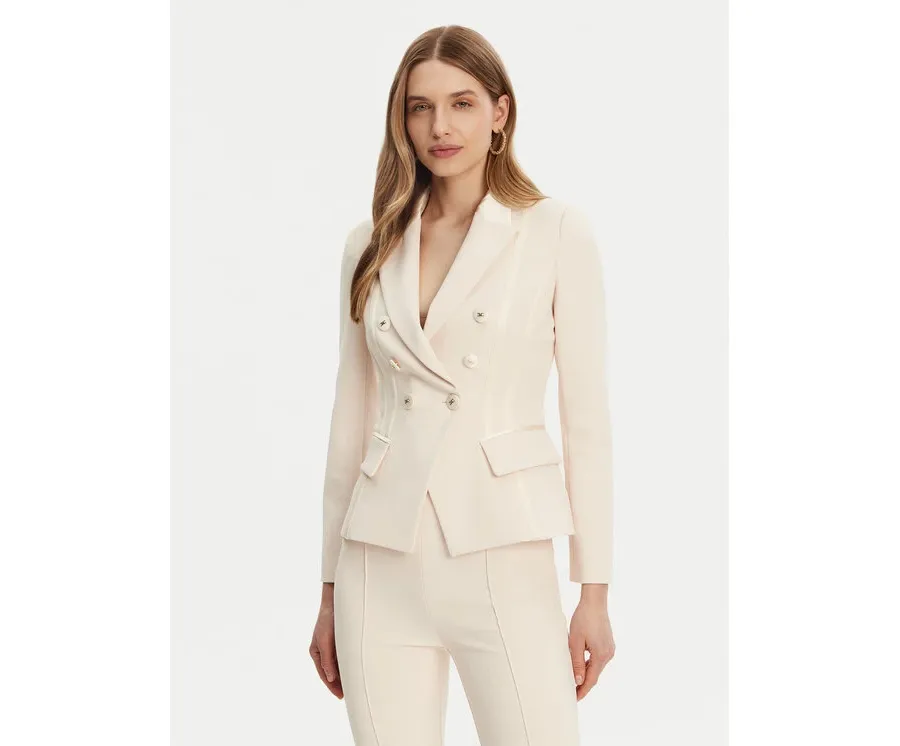obrazek 1 Elisabetta Franchi Marynarka GI-142-51E2-V700 Écru Regular Fit