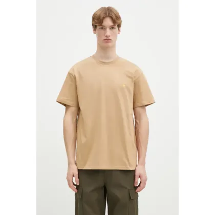 Zdjęcie Carhartt WIP t-shirt bawełniany Chase męski kolor beżowy gładki I026391.2N1XX