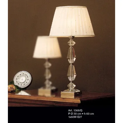 Picture Table lamp with crystal inserts and fabric shade – Il Paralume Marina