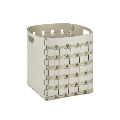 Zdjęcie Biały stylowy kosz Geometria Octagon 35x35xH40 cm