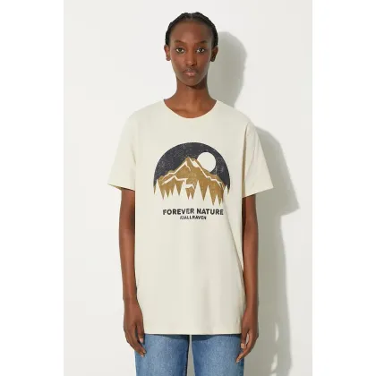 Zdjęcie Fjallraven t-shirt bawełniany Nature kolor beżowy z nadrukiem F87053.113-113