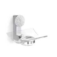 Picture Soap dish from the unique Circle collection in brass with a polished and scratched chrome finish - Il Paralume Marina