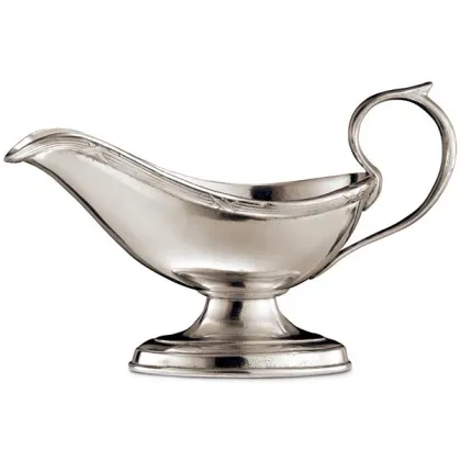 Picture Stylish sauce boat made of pewter