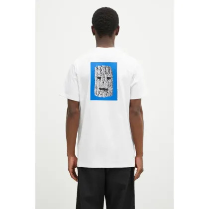 Zdjęcie Wood Wood t-shirt bawełniany Mela Mask GOTS męski kolor biały z nadrukiem 12432503.2106
