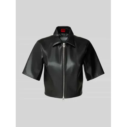 Zdjęcie Bluzka koszulowa krótka z imitacji skóry model ‘Ceni’