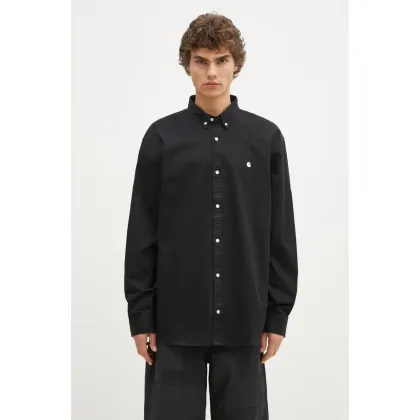 Zdjęcie Carhartt WIP koszula bawełniana męska kolor czarny regular z kołnierzykiem klasycznym