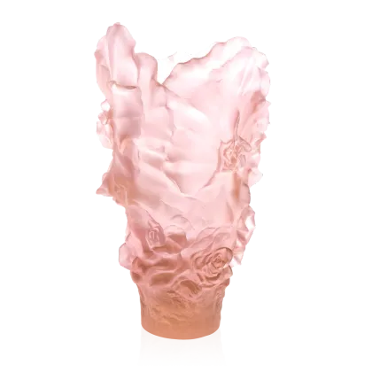 Zdjęcie Stylowy kryształowy wazon w kształcie różowej kamelii - Daum