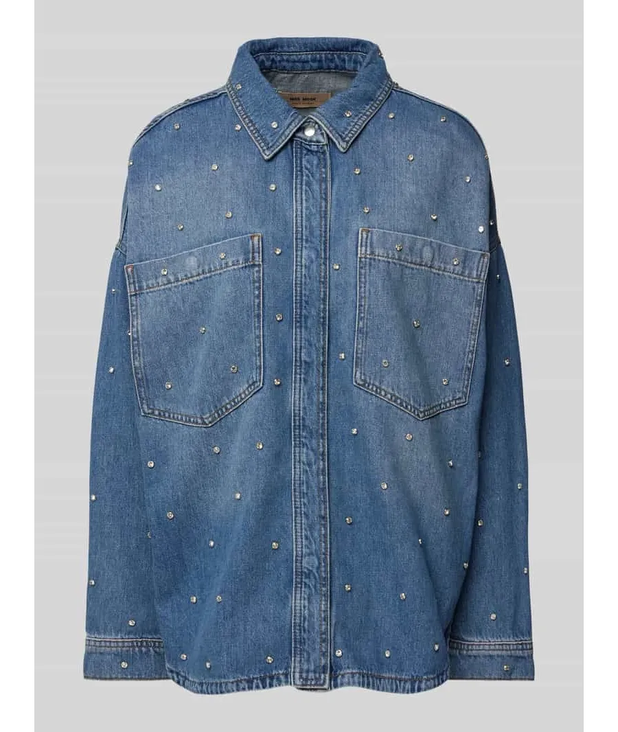 obrazek 1 Bluzka jeansowa o kroju regular fit z obszyciem kamieniami stras model ‘EMME MARINE’